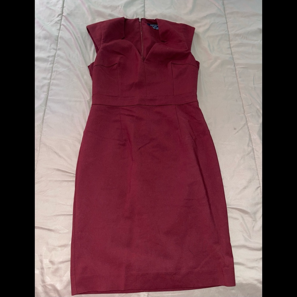 Burgundy pencil dress
